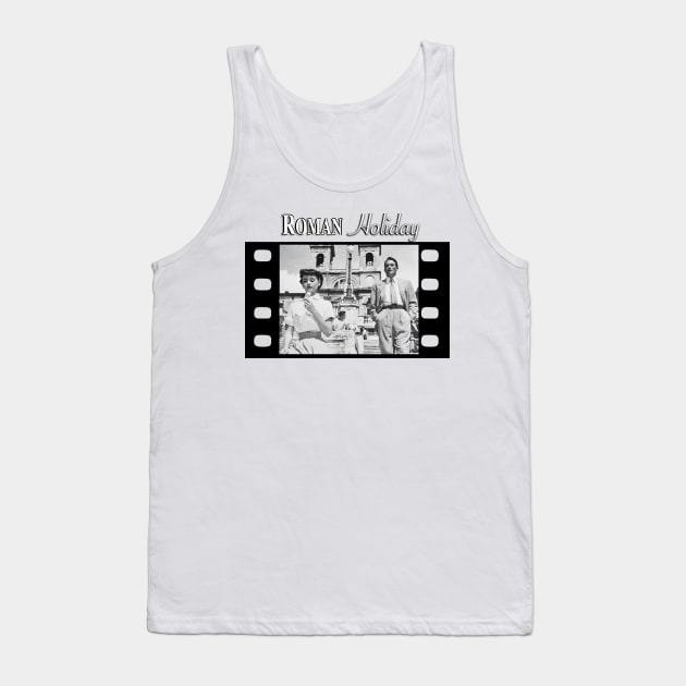 Audrey Hepburn on the Spanish Steps in Roman Holiday WHITE Tank Top by Gromit